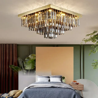 TINCELANI Crystal Square Modern Gilded Sparkling Ceiling Light – view 1