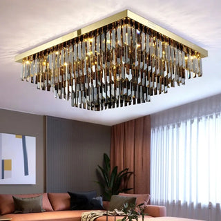 TINCELANI Crystal Square Modern Gilded Sparkling Ceiling Light – view 3