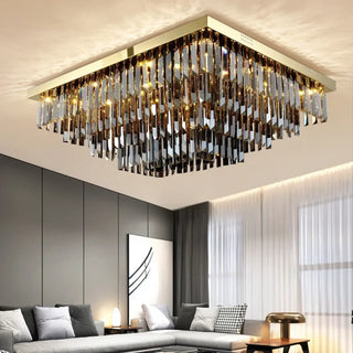 TINCELANI Crystal Square Modern Gilded Sparkling Ceiling Light – view 4