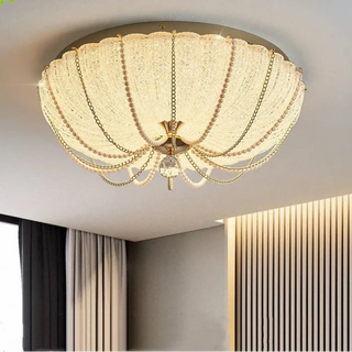 LIERCO Crystal Gilded Royal Pearl Elegant Ceiling Light
