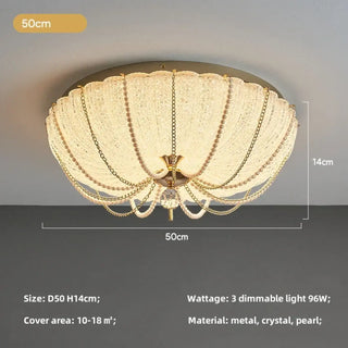 LIERCO Crystal Gilded Royal Pearl Elegant Ceiling Light