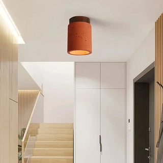 XISSE Cylinder Concrete Modern Earth Color Ceiling Light – view 2