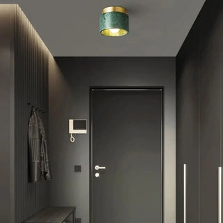 DARION Marble and Gilded Metal Cylinder Ceiling Light – Elegant Luxury Fixture