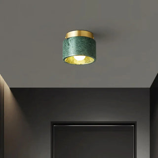DARION Marble and Gilded Metal Cylinder Ceiling Light – Elegant Luxury Fixture