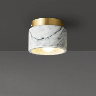 NITON Cylindrical Marble and Brass Ceiling Light – Luxury Natural Fixture