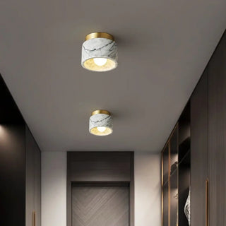 NITON Brass and Marble Ceiling Light – Luxury Stone Texture Close-Up