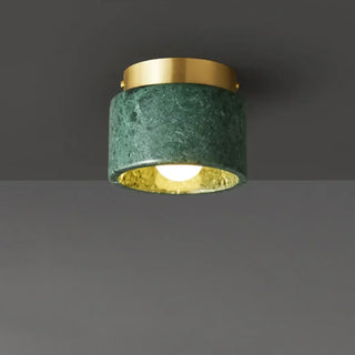 NITON Marble Ceiling Light – Cylindrical Form with Brass Finish Detail