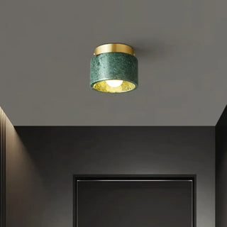 NITON Cylindrical Ceiling Light – Opulent Marble Brass Room Setting