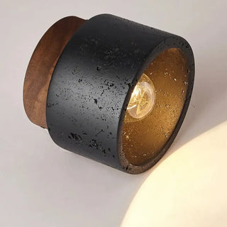 PILOGE Modern Ceiling Light – Black Marble Cylindrical Overhead View