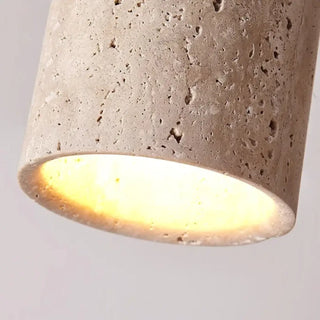 PIDRI Cylindrical Ceiling Light – Stone Wood Organic Form Side View