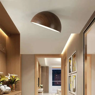 LONROI Half Sphere Wood LED Modern Ceiling Light