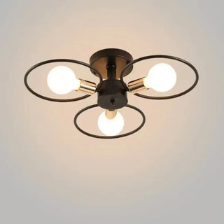 DESAN Black Metal Rings Retro Bulb Ceiling Light – Industrial Vintage Fixture