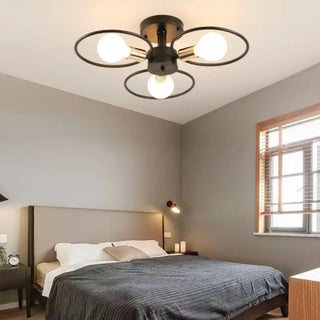 DESAN Black Metal Rings Retro Bulb Ceiling Light – Industrial Vintage Fixture