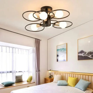 DESAN Black Metal Rings Retro Bulb Ceiling Light – Industrial Vintage Fixture