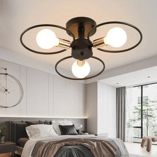 DESAN Black Metal Rings Retro Bulb Ceiling Light – Industrial Vintage Fixture