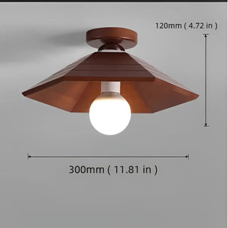 DARUSITO Walnut Wood and Iron LED Ceiling Light – Warm Living Room Fixture