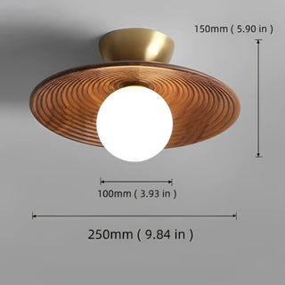 DARUSITO Walnut Wood and Iron LED Ceiling Light – Warm Living Room Fixture