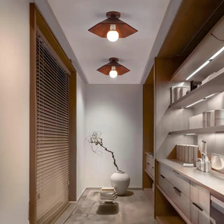 DARUSITO Walnut Wood and Iron LED Ceiling Light – Warm Living Room Fixture