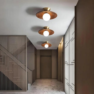 DARUSITO Walnut Wood and Iron LED Ceiling Light – Warm Living Room Fixture