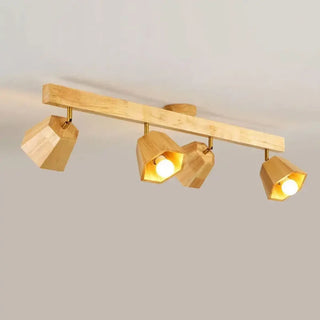 DOROTOUI Wood Adjustable LED Spots Ceiling Light – Modern Track Style Fixture