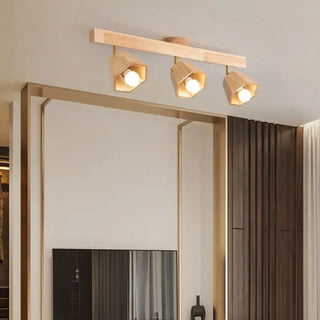 DOROTOUI Wood Adjustable LED Spots Ceiling Light – Modern Track Style Fixture