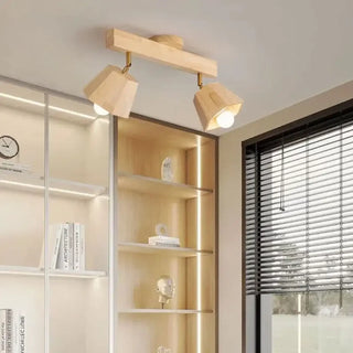 DOROTOUI Wood Adjustable LED Spots Ceiling Light – Modern Track Style Fixture