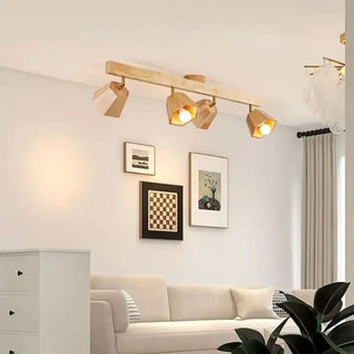 DOROTOUI Wood Adjustable LED Spots Ceiling Light – Modern Track Style Fixture