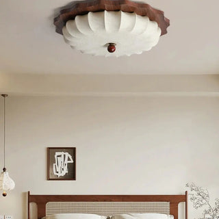 TOUDER Wood and Fabric Lantern Vintage Ceiling Light – view 1