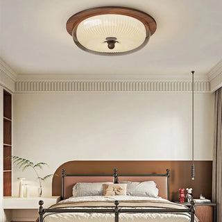 RONCAIS Designer Ceiling Light – Wood Glass Organic Form Profile