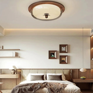 RONCAIS Wood Glass Ceiling Light – Soft Natural Light Detail Close-Up