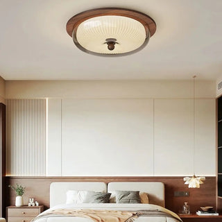 RONCAIS Wood and Glass Soft Lighting Ceiling Light – Natural Designer Fixture