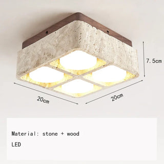 PANASE Industrial Ceiling Light – Stone and Wood Natural Overhead View