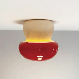 CHAMPY Red Mushroom Design Ceiling Light – Whimsical Wood Base Fixture