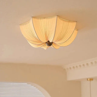 LIANHA Elegant Cream Pleated Fabric Ceiling Light