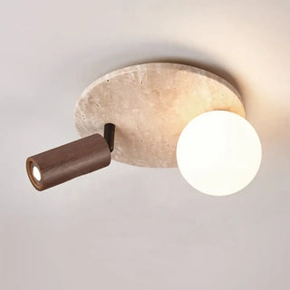 PAJAN Natural Ceiling Light – Luxury Stone and Wood Room Setting