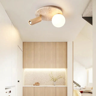 PAJAN Elegant Stone and Wood Modern Ceiling Light – Luxury Natural Fixture