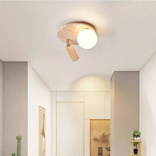 PAJAN Ceiling Light – Natural Stone Wood Elegant Overhead View