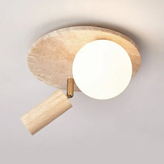PAJAN Elegant Ceiling Light – Stone Wood Modern Design Close-Up