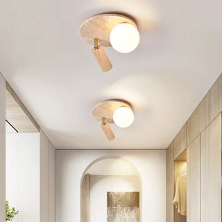 PAJAN Designer Ceiling Light – Stone and Wood Organic Form Detail