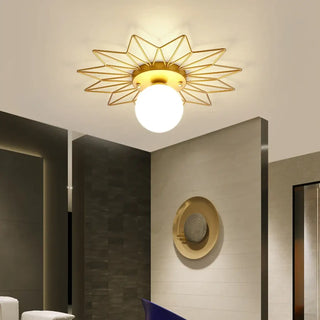SPIKA Metal Star Ceiling Light – Gilded Modern Overhead View