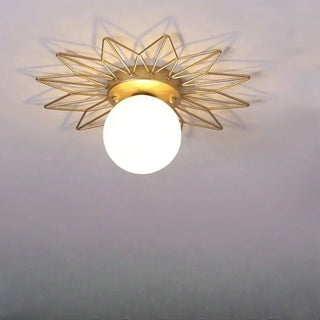 SPIKA Star Ceiling Light – Gilded Metal Modern Close-Up View