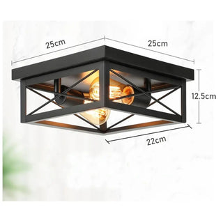 NORITE Metal Ceiling Light – Edgy Industrial Black Square Room Setting