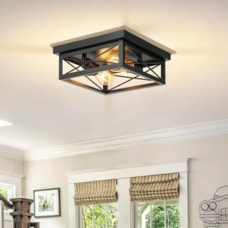 NORITE Industrial Black Square Metal Ceiling Light – Urban Loft Fixture