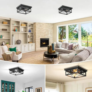 NORITE Urban Ceiling Light – Bold Black Square Metal Design Close-Up