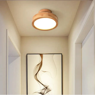 SOIZY Modern Wood LED Contemporary Ceiling Light – Organic Flush Fixture