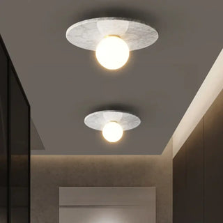 SONILA Designer Ceiling Light – Natural Green Stone Glass Overhead
