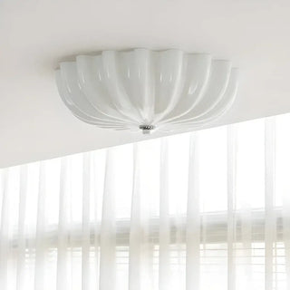 RESIN Wavy Cream and White Modern Ceiling Light – Sculptural Contemporary Fixture