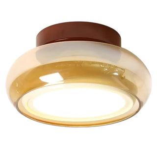 IRANIA Round Amber Glass Retro Ceiling Light