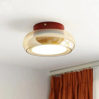 IRANIA Round Amber Glass Retro Ceiling Light
