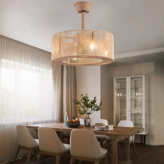 ROTIM Rattan Ceiling Light – Braided Cylindrical Natural Detail